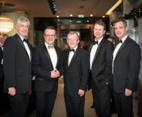 No repro fee- limerick chamber president's dinner 2017 - 17-11-2017, From Left to Right: Dr Philip O'Regan - University of Limerick, Dave Griffin - DELL Ireland, Niall Gibbons - Tourism Ireland, Matthew Thomas - Shannon Group, Dr James Ring - CEO Limerick Chamber. Photo credit Shauna Kennedy