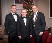 No repro fee- limerick chamber president's dinner 2017 - 17-11-2017, From Left to Right: Dr James Ring - CEO Limerick Chamber, Niall Gibbons - Tourism Ireland, Ken Johnson - President Limerick Chamber. Photo credit Shauna Kennedy