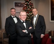 No repro fee- limerick chamber president's dinner 2017 - 17-11-2017, From Left to Right: Dr James Ring - CEO Limerick Chamber, Niall Gibbons - Tourism Ireland, Ken Johnson - President Limerick Chamber. Photo credit Shauna Kennedy