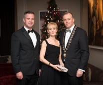 No repro fee- limerick chamber president's dinner 2017 - 17-11-2017, From Left to Right: Dr James Ring - CEO Limerick Chamber, Sinead Johnson, Ken Johnson - President Limerick Chamber, Photo credit Shauna Kennedy