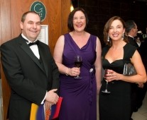 At Limerick Chamber\'s Business Awards at the Strand Hotel, Limerick were: Joe Nash Limerick Live 95FM , Susan Devlin and Maria Kelly, CEO, Limerick Chamber. - Picture: Kieran Clancy Â© 15/11/2013