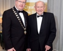 At Limerick Chamber\'s Business Awards at the Strand Hotel, Limerick were: Dr. Fergal Barry, President Limerick Chamber and former Chamber President Paddy O\'Sullivan. - Picture: Kieran Clancy Â© 15/11/2013