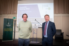 Economic Briefing held in the Strand Hotel, Limerick on 14th March 2022. from left to right: Gerry Pearse - Duggan and Co Accountants, Damien Garrihy  - AIB