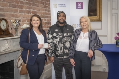Members Mingle held in Limerick Chamber Boardroom and sponsored by AIB.  from left to right: Noelle Foley Coughlan  - Career Decisions Ireland, Solomon Adesiyan - Trust It Enterprise, Sandra Doherty - AIB/ Sponsor