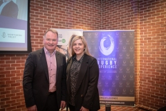 no repro fee- Economic Business Briefing Breakfast held in the Dugout, International Rugby Experience, O’Connell Street. From Left to Right: Pat Pigott and Ciara O’Grady both from AIB.