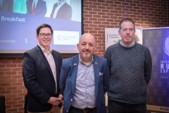 no repro fee- Economic Business Briefing Breakfast held in the Dugout, International Rugby Experience, O’Connell Street. From Left to Right: Michael MacCurtain- Limerick Chamber Skillnet, Desmond O’Sullivan - Optel Group, Ger Pearse - Ger Pearse Accountant.