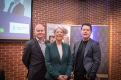 no repro fee- Economic Business Briefing Breakfast held in the Dugout, International Rugby Experience, O’Connell Street. From Left to Right: Will Ryan - Limerick Post, Lisa Kearney - Rooney Auctioneers, Mark Ranahan - Morgan McKinley