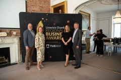 2024 Limerick Chamber Regional Business Awards Launch which took place in the Limerick Chamber Office on 12th June. From left to right: Noel Gavin - President Limerick Chamber,  Maria O’Gorman Skelly - The Strand Hotel, Gillian Barry - TUS/ Sponsor,  Damien Garrihy - AIB / Sponsor.