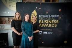 2024 Limerick Chamber Regional Business Awards Launch which took place in the Limerick Chamber Office on 12th June. From left to right:  Gillian Barry - TUS/ Sponsor, Maria Gleason - Limerick Chamber Board Member, Sian Murray - Limerick Chamber Skillnet.