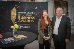 2024 Limerick Chamber Regional Business Awards Launch which took place in the Limerick Chamber Office on 12th June. From left to right: Anne Marie Schliemann - Elite Talent Hub, Sean Mullally - Q3 Group.