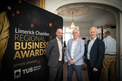 2024 Limerick Chamber Regional Business Awards Launch which took place in the Limerick Chamber Office on 12th June. From left to right: 
Cian McInerney - AIB, Liam Hession and Donal Hanrahan both from BDO.