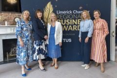 26/06/2025
Lavinia Duggan Ryan, Awards Committee, Michelle Gallagher, CEO Limerick Chamber, Nandi O'Sullivan, Shannon Airport Group, Mairead Connolly, Limerick Chamber President and Maria O'Gorman Skelly pictured at the launch of Limerick Chamber Awards 2025.
Pic: Don Moloney