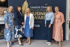 26/06/2025
Lavinia Duggan Ryan, Awards Committee, Michelle Gallagher, CEO Limerick Chamber, Nandi O'Sullivan, Shannon Airport Group, Mairead Connolly, Limerick Chamber President and Maria O'Gorman Skelly pictured at the launch of Limerick Chamber Awards 2025.
Pic: Don Moloney