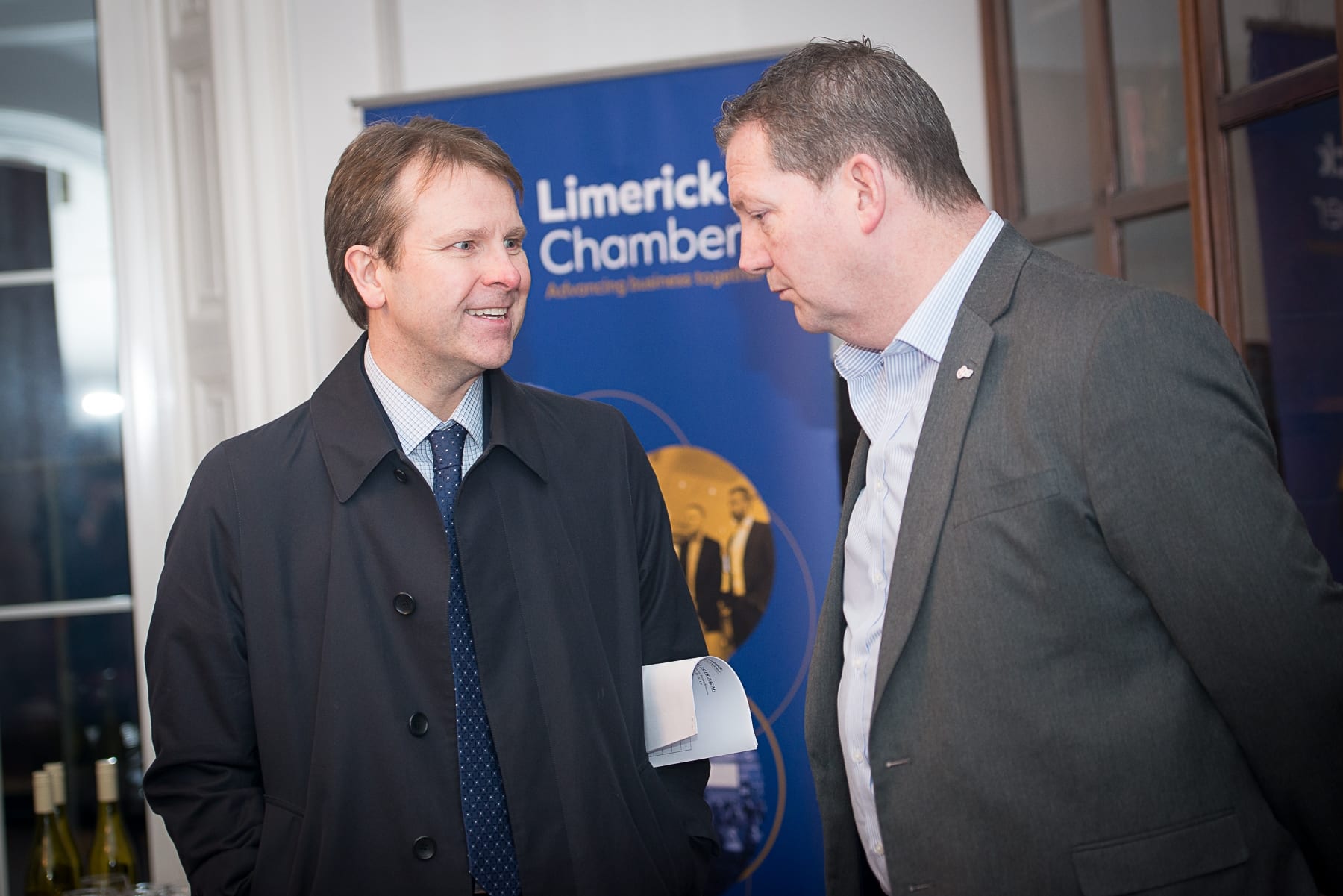 Limerick Chamber AGM which took place in the Limerick Chamber Boardroom on Tuesday 27th Feb 2019:  From left to right:Matt Thomas  - Shannon Group, Dr Liam Browne - Vice President LIT
Image by Morning Star Photography