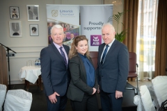 AIB Luncheon in association with the Limerick Chamber held in The Savoy Hotel on Thursday 21st April , Limerick. From Left to Right: Conor McGuire - AIB, Colette O’Connor - Tralee Chamber Alliance, Jimmy Deenihan - MTU.