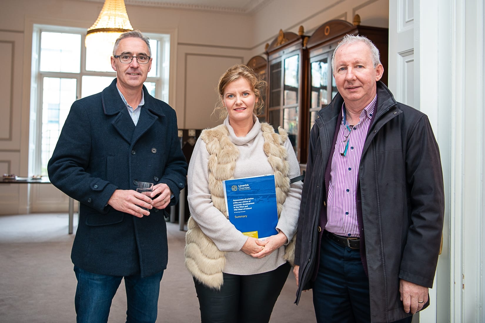 No repro fee-Aviation Impact Report Members Briefing which was held in the Limerick Chamber Boardroom on Tuesday 05th November  - From Left to Right: Niall Harris - Morgan McKinley, Rosemarie No-one - Hunt Museum, Michael Cormack - Limerick 2030 
Photo credit Shauna Kennedy