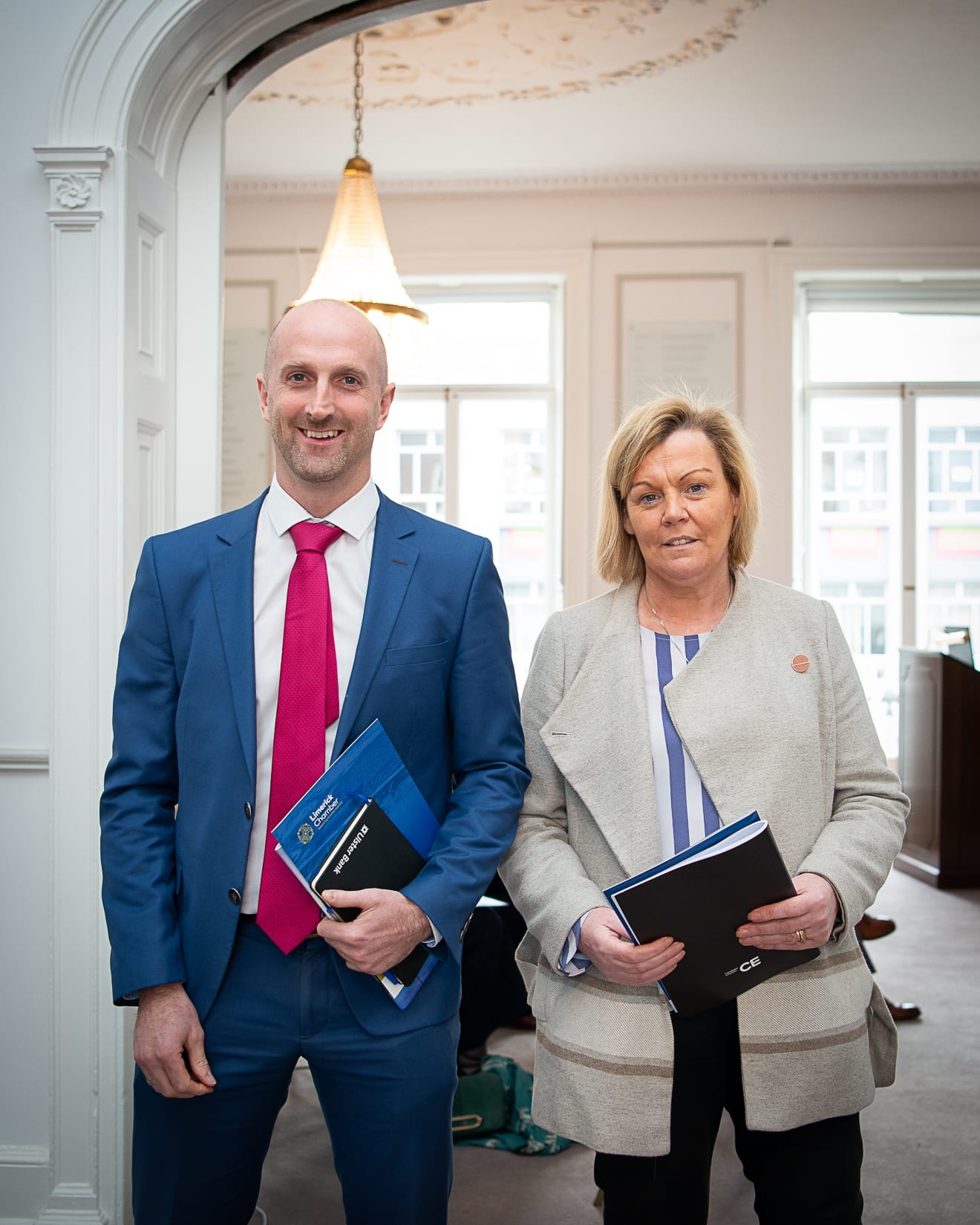 No repro fee-Aviation Impact Report Members Briefing which was held in the Limerick Chamber Boardroom on Tuesday 05th November  - From Left to Right: Cian McInerney and Monica Mullins both from Ulster Bank. 
Photo credit Shauna Kennedy