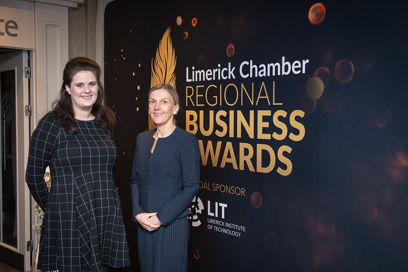 No repro fee-Limerick Chamber President Dinner Shortlist announcement which was held in The Limerick Strand Hotel on Wednesday 16th October  - From Left to Right: Vivienne Crowley - Get The Shift, Jill Storey - Villers School. 
Photo credit Shauna Kennedy