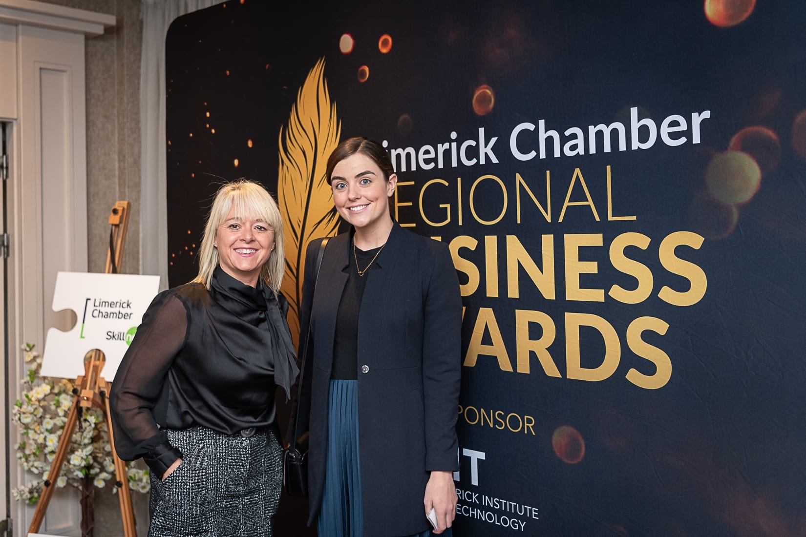 No repro fee-Limerick Chamber President Dinner Shortlist announcement which was held in The Limerick Strand Hotel on Wednesday 16th October  - From Left to Right: Siobhan Ryan - CPL, Allen Roche- Central Solutions, 
Photo credit Shauna Kennedy