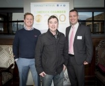from left to right: Ross O\'Kane - O\'Kane Engineering, James Curtin - Aer Lingus, Dr James Ring - CEO Limerick Chamber,