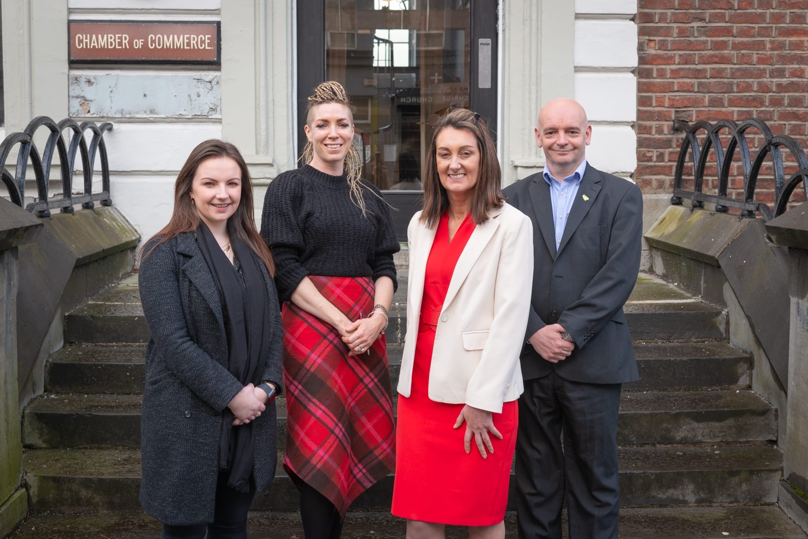 which was held in Limerick Chamber Boardroom on Wednesday 26th February - From Left to Right: Dr Caitriona Cahill - Limerick Chamber, Maria Treacy -  MD Reconnect / Speaker, Karen O’Reilly- Employflex Sponsor/ Speaker, Fergus Chawke, - Employflex Sponsor/ Speaker.  
Photo credit Shauna Kennedy