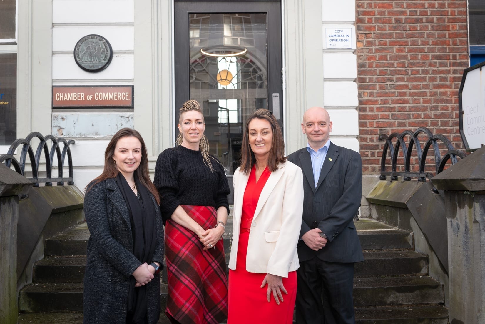 which was held in Limerick Chamber Boardroom on Wednesday 26th February - From Left to Right: Dr Caitriona Cahill - Limerick Chamber, Maria Treacy -  MD Reconnect / Speaker, Karen O’Reilly- Employflex Sponsor/ Speaker, Fergus Chawke, - Employflex Sponsor/ Speaker.  
Photo credit Shauna Kennedy