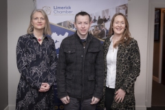 No repro fee-Limerick Chamber Skillnet sponsors energy on the estuary which was held in Clayton Hotel limerick on 24th February - From Left to Right: Sinead Fitzpatrick - Simply Blue Group, Christopher Heaney - WebDevBuilders, Ciara O’Connell. 
Photo credit Shauna Kennedy