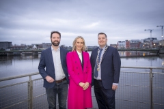 No repro fee-Limerick Chamber Skillnet sponsors energy on the estuary which was held in Clayton Hotel limerick on 24th February - From Left to Right: Deputy Brian Leddin - Chair of the Oireachtas Committee on Environment and Climate Action, Dee Ryan - CEO Limerick Chamber, Donal Cantillon- President Limerick Chamber