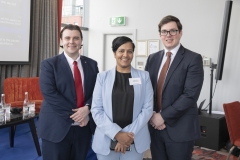 No repro fee-Limerick Chamber Skillnet sponsors energy on the estuary which was held in Clayton Hotel limerick on 24th February - From Left to Right: Sean Golden- Limerick Chamber, Nagarathna Saimadhukar - Saros Consulting, Michael MacCurtain - Limerick Chamber Skillnet,