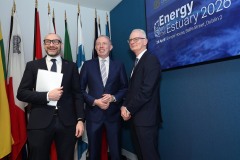 No Repro Fee.
28.04.2026

Donnacha Hurley, CEO, Limerick Chamber (left) with Minister Timmy Dooley TD, Minister of State at the Department of Agriculture, Food and the Marine and Ian Talbot, Chambers Ireland, pictured at Energy on the Estuary 2026. Hosted by Limerick Chamber, the conference which focused on Ireland’s energy future and the strategic importance of the Shannon Estuary, took place at Europe House, Dublin.
Pic. Robbie Reynolds