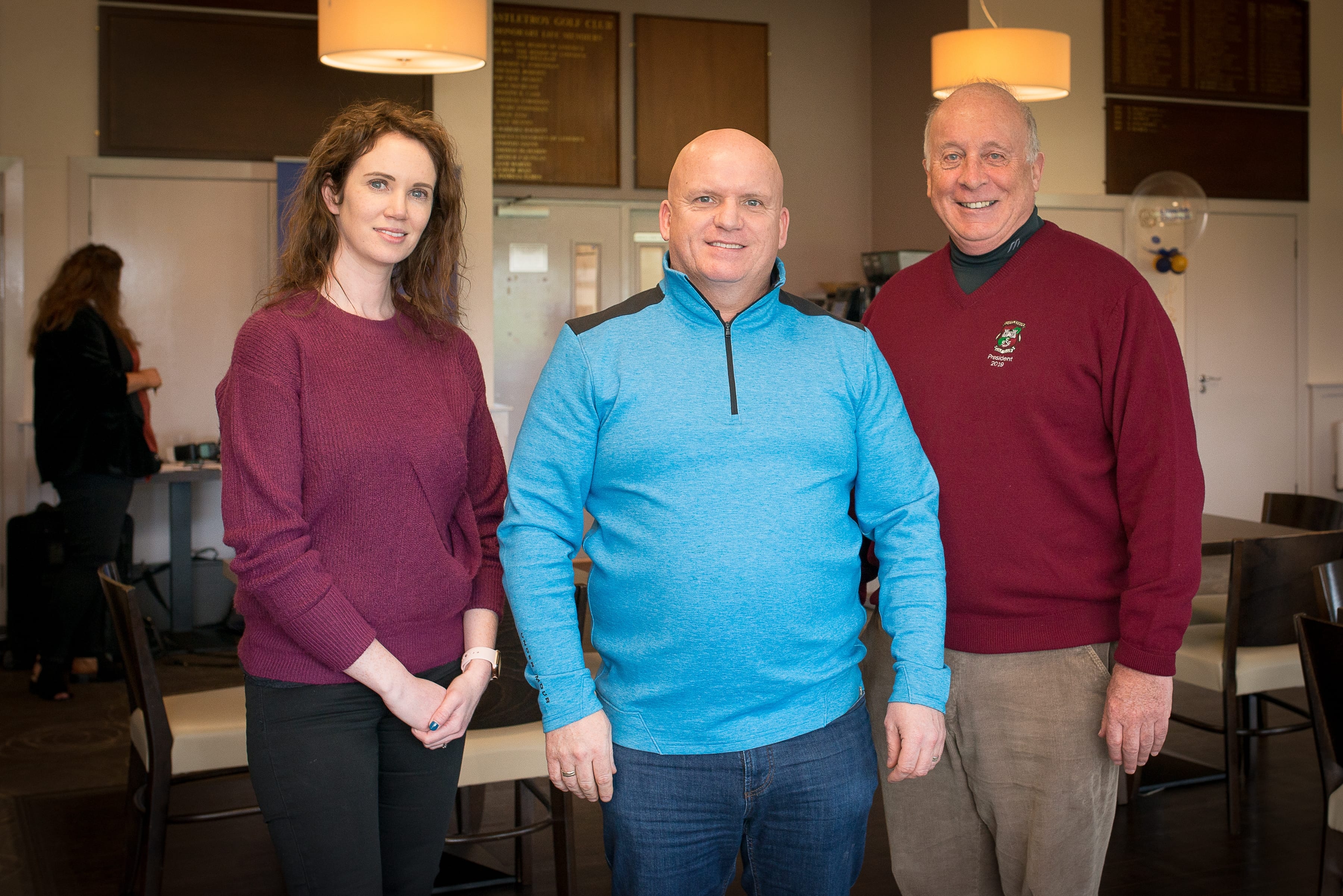 Limerick Chamber Go Golfing for Business Series
in association with the Castletroy Golf Club which took place in the Castletroy Golf Club  on Thursday 7th March 2019:  From left to right: Mary McNamee - Limerick Chamber, Mark O’Sullivan - Dev House,  Billy Moloney - President Castletroy Golf Club. 
Image by Morning Star Photography