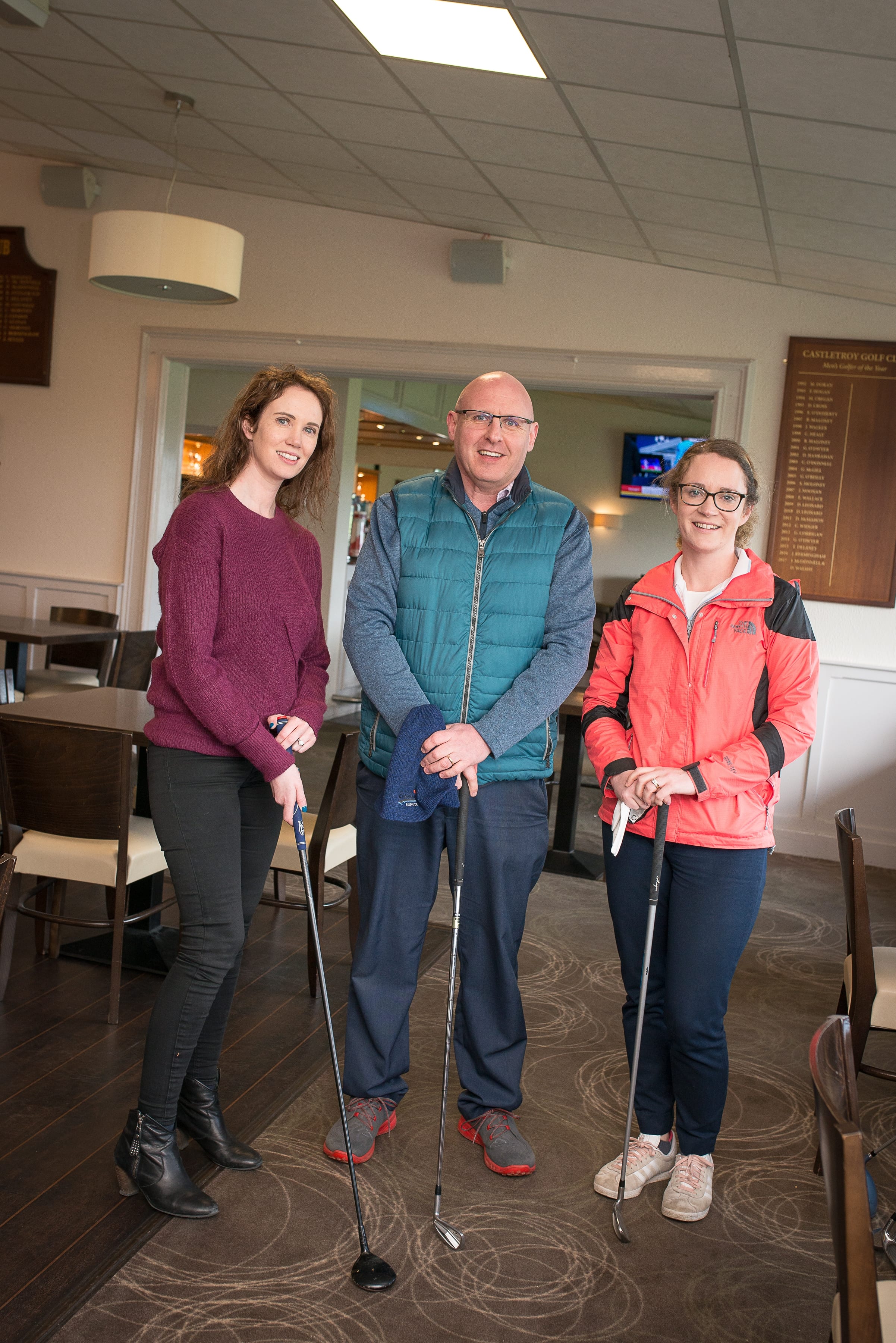 Limerick Chamber Go Golfing for Business Series
in association with the Castletroy Golf Club which took place in the Castletroy Golf Club  on Thursday 7th March 2019:  From left to right: Mary McNamee- Limerick Cha,her, Vincent Hely - Action Point, Maeve Kiely - Laya Healthcare 
Image by Morning Star Photography