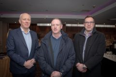 No repro fee: Limerick Chamber and AIB welcome Michael Lohan, IDA for our January Luncheon in the Strand Hotel on the 30th. From left to right: Diarmuid Leen, Barry Hogan and Albert Bennett all from AIB.