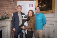 no repro fee  - limerick chamber members mingle networking event held in the chamber boardroom on 18-01-2024 - from left to right: Damien Garrihy - AIB/ Sponsor, Melissa Ferguson with Archie- Kolobeauty Ltd, Ian Clancy - Limerick Mental Health Association