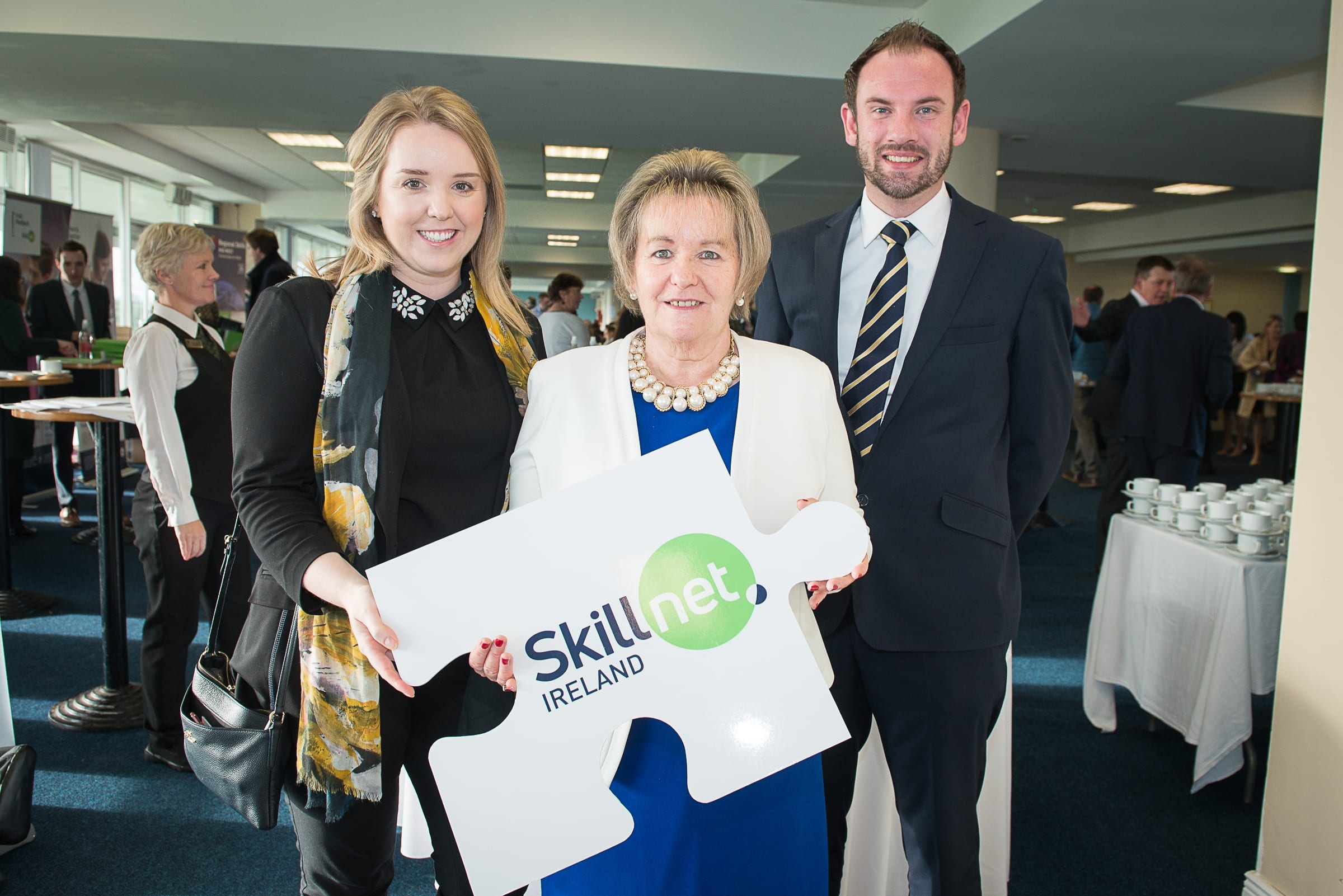 From Left to Right:  Upskilling the MidWest with John Kiely which took place on the 30th April in function room of the Limerick Racecourse:Claire Meaney - LIT, Yvonne Delaney - UL, Keith O’Donovan - Azon Recruitment,