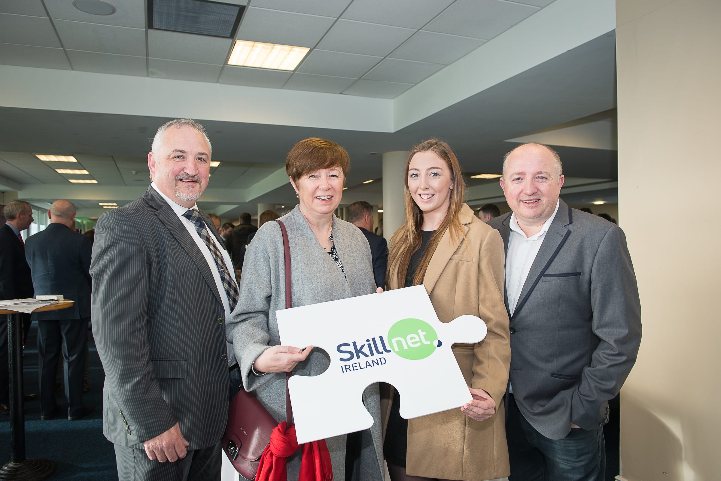 From Left to Right:  Upskilling the MidWest with John Kiely which took place on the 30th April in function room of the Limerick Racecourse: John Madigan - Acorn Life, Susan Lenane - Power Properties, Lisa Casserly- Career Wise Recruitment, Declan Hughes- Fly Cruise Stay