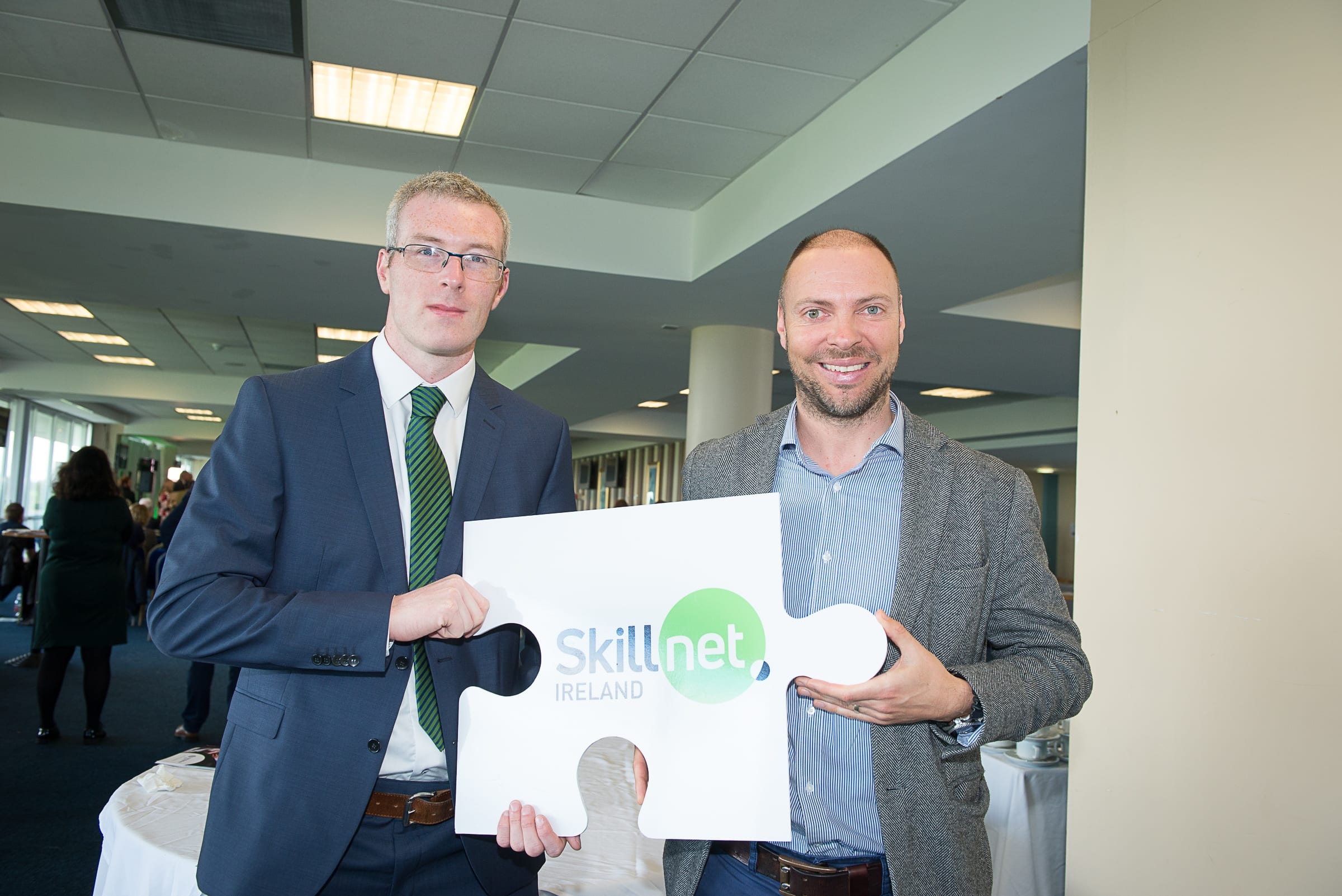 From Left to Right:  Upskilling the MidWest with John Kiely which took place on the 30th April in function room of the Limerick Racecourse: Eamonn Gardiner - Limerick Chamber Skillnet, Alex Joyce - Nimbus Centre CIT.
