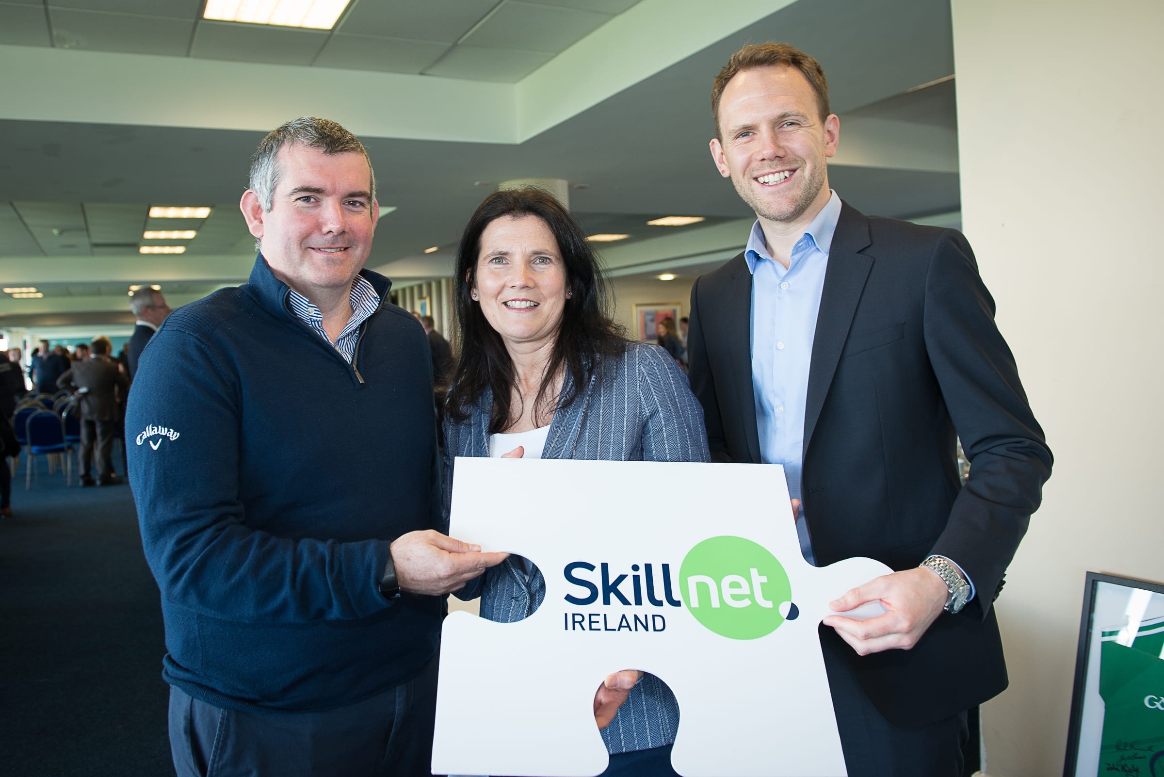 From Left to Right:  Upskilling the MidWest with John Kiely which took place on the 30th April in function room of the Limerick Racecourse: Mark O’Connor - 4Site, Anne Morris - Limerick Chamber Skillnet, Niall Looney - 4Site