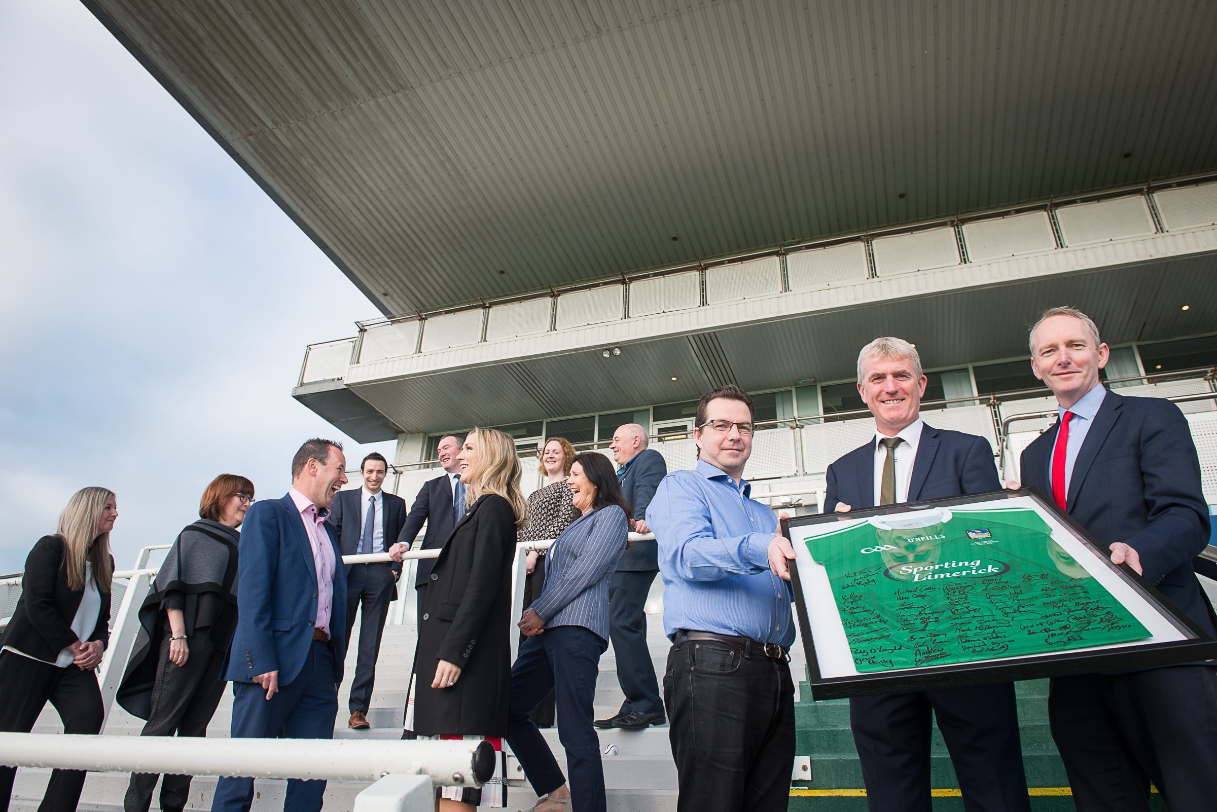 From Left to Right:  Upskilling the MidWest with John Kiely which took place on the 30th April in function room of the Limerick Racecourse:
Front Row: Damien Walsh- Engineering Director, ON Semiconductor / Speaker, John Kiely - Limerick Hurling Manager / Keynote Speaker,Dave Flynn - Skillnet Ireland / Speaker, 
Back Row Lower:  Sue Davies - Next Level Skillnet, Grainne Walsh - ICBE Skillnet, Joe Leddin – Regional Skills Mid-West, Dee Ryan - CEO Limerick Chamber., Anne Morris - Limerick Chamber Skillnet,
Back Row Upper: Cillian Griffey – Shannon Chamber Skillnet, Aidan Kelly – Advanced Productivity Skillnet, Hazel Hickey - Irish Med tech. Gerard Murray - Next Level Skillnet,