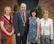 from left to right: Lavinia Ryan Duggan, Vhi Healthcare; Cathal Treacy, Limerick Chamber President, Dr. Maria Hinfelaar, President LIT, Main Award Sponsor, Julie Sinnamon, CEO Enterprise Ireland,