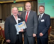 from left to right: Damian Shaw - Quirke & Shaw Cleaning Supplies, Cathal Treacy, Limerick Chamber President,, Karl Daly - Metis Life