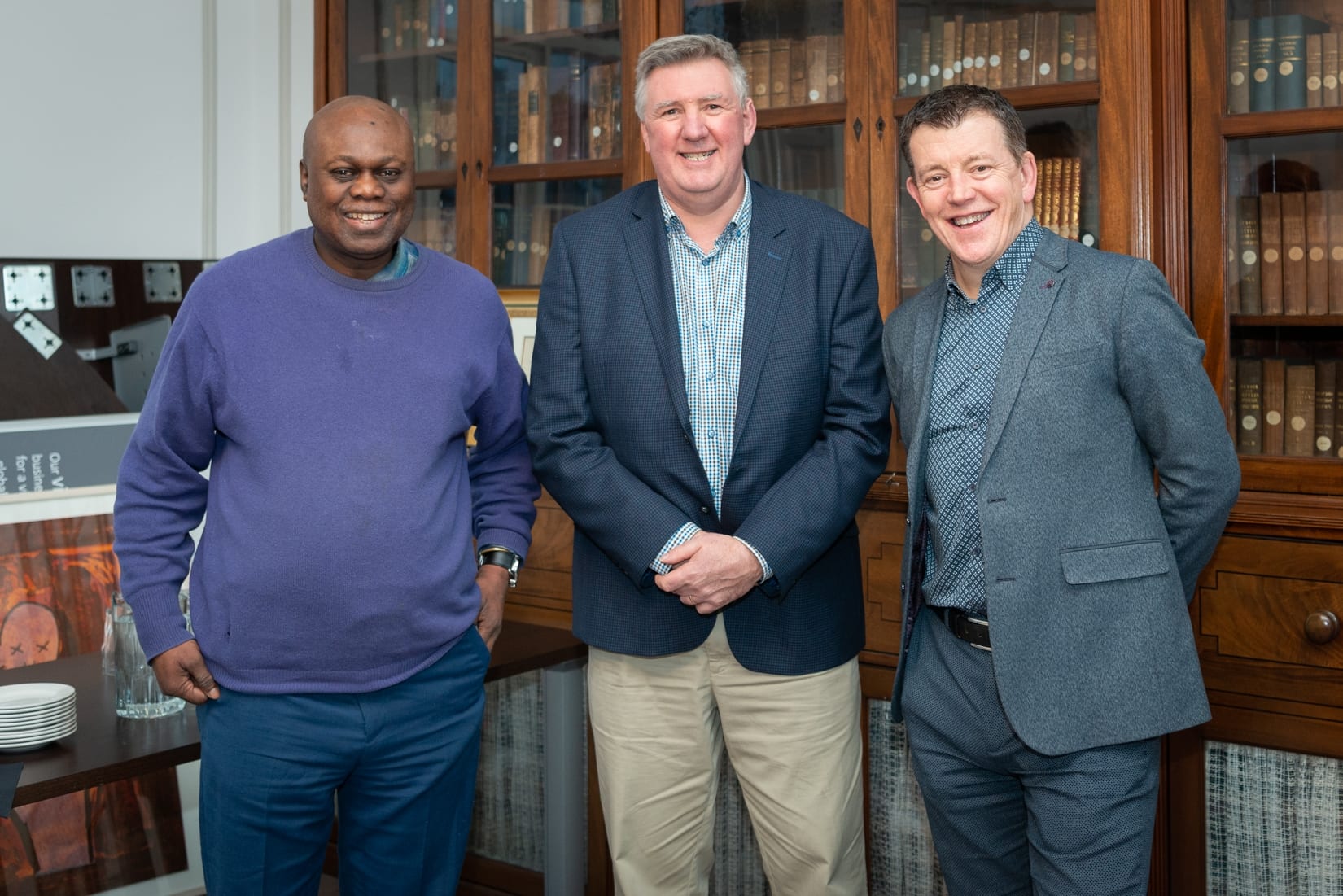 No repro fee-Limerick Chamber AGM 2020 which was held in Limerick Chamber Boardroom on Thursday 27th February - From Left to Right: Maurice Kikangala - Shamrock Consulting Services, Dermot Graham - Limerick Chamber, Graham Burns - Limerick Chamber Board Member / CPL 
Photo credit Shauna Kennedy