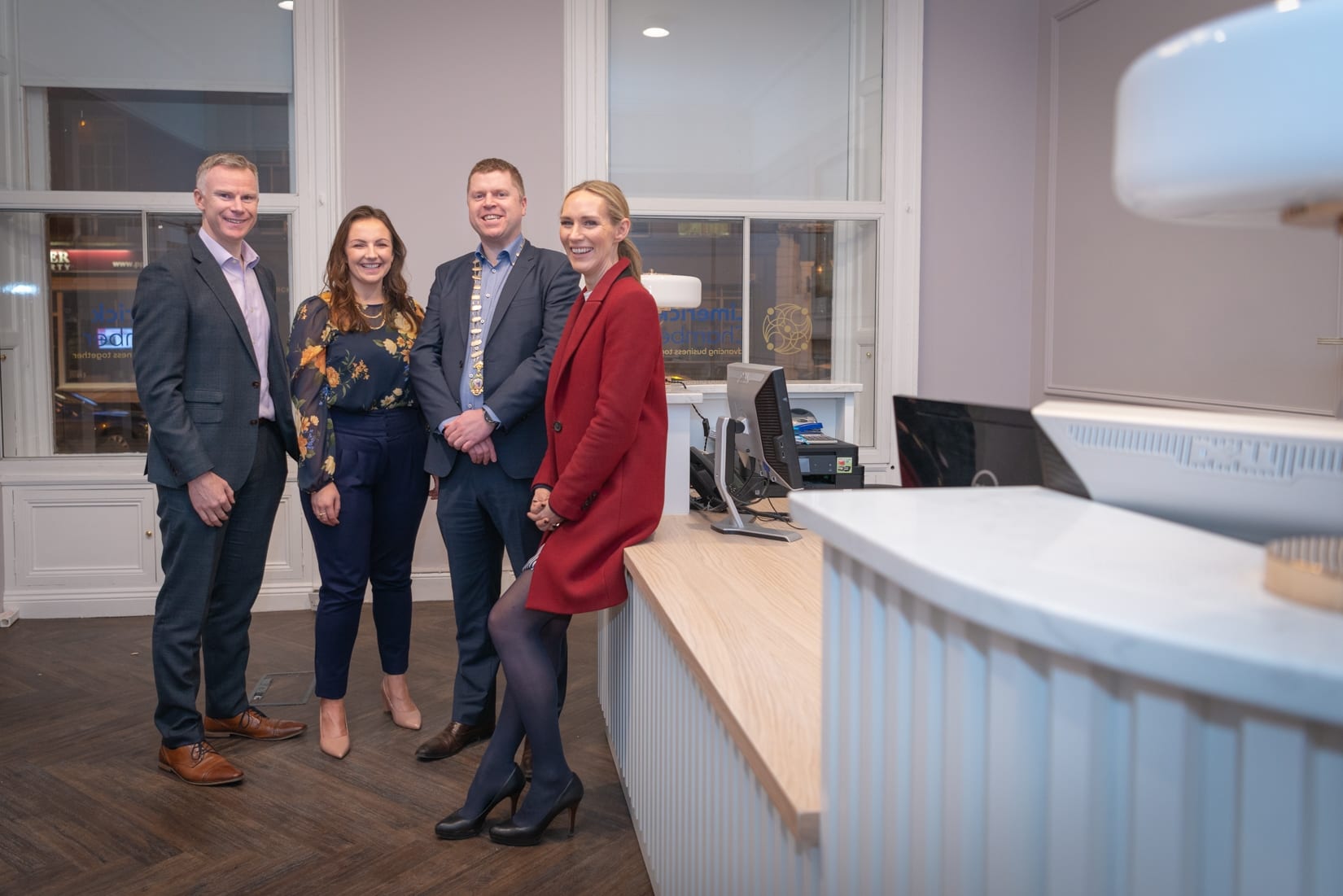 No repro fee-Limerick Chamber AGM 2020 which was held in Limerick Chamber Boardroom on Thursday 27th February - From Left to Right: Dave Jefferies - Vice President Limerick Chamber, Dr Caitriona Cahill - Limerick Chamber , Eoin Ryan - President Limerick Chamber, Dee Ryan - CEO Limerick Chamber. 
Photo credit Shauna Kennedy