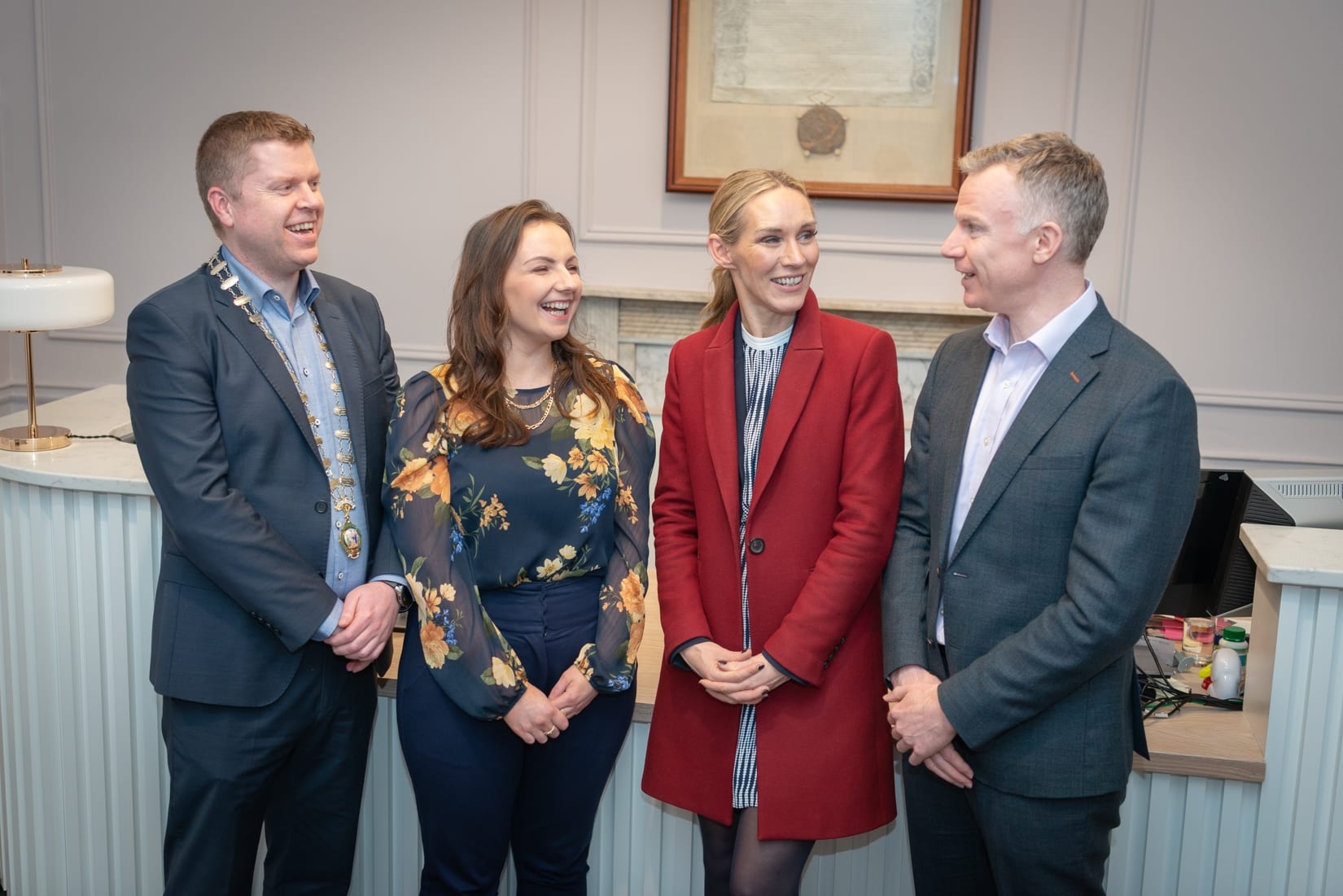 No repro fee-Limerick Chamber AGM 2020 which was held in Limerick Chamber Boardroom on Thursday 27th February - From Left to Right:  Eoin Ryan - President Limerick Chamber, Dr Caitriona Cahill - Limerick Chamber ,Dee Ryan - CEO Limerick Chamber, Dave Jefferies - Vice President Limerick Chamber, 
Photo credit Shauna Kennedy
