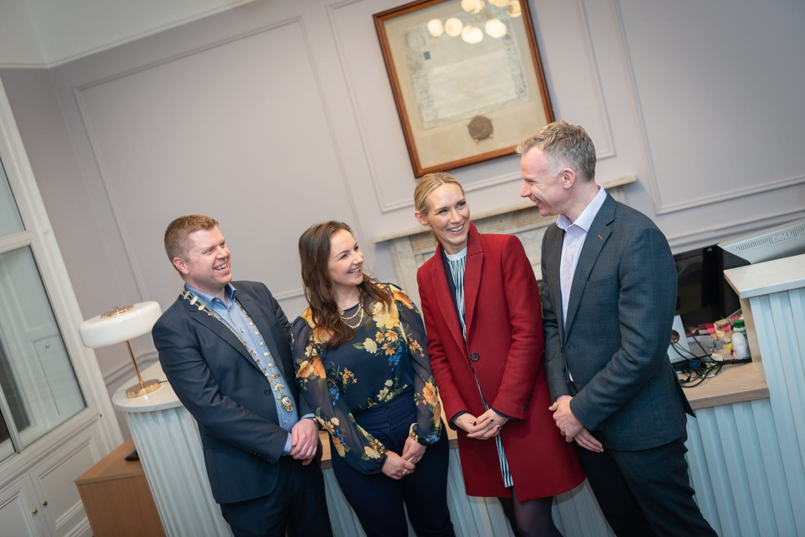 No repro fee-Limerick Chamber AGM 2020 which was held in Limerick Chamber Boardroom on Thursday 27th February - From Left to Right:  Eoin Ryan - President Limerick Chamber, Dr Caitriona Cahill - Limerick Chamber ,Dee Ryan - CEO Limerick Chamber, Dave Jefferies - Vice President Limerick Chamber, 
Photo credit Shauna Kennedy