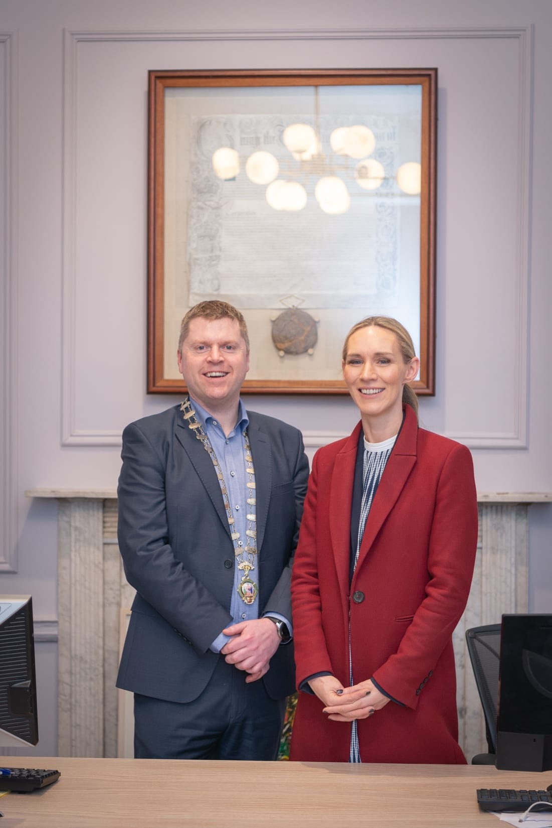 No repro fee-Limerick Chamber AGM 2020 which was held in Limerick Chamber Boardroom on Thursday 27th February - From Left to Right:  Eoin Ryan - President Limerick Chamber, Dee Ryan - CEO Limerick Chamber, 
Photo credit Shauna Kennedy