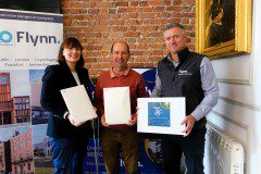 L-R-Michelle-Gallagher-Winning-Team-Pat-Byrnes-of-Bank-of-Ireland-and-Derek-Murphy-Flynn-Management-and-Contractors