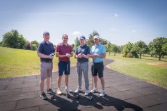 no repro fee: 2025 LIMERICK CHAMBER GOLF CLASSIC which took place on the 22nd May in Limerick Golf Club, Ballysheedy, sponsored by Flynn/ Construction Managers and Contractors. From Left to Right: Eoin Ryan, Brian Snow, Diarmuid Corcoran, John Wallace representing McKeogh, Gallagher Ryan.