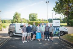 no repro fee: 2025 LIMERICK CHAMBER GOLF CLASSIC which took place on the 22nd May in Limerick Golf Club, Ballysheedy, sponsored by Flynn/ Construction Managers and Contractors. From Left to Right: Mike Flynn - COO /  Flynn/ Construction Managers and Contractors. and Michelle Gallagher - CEO Limerick Chamber with other members from  Flynn/ Construction Managers and Contractors.