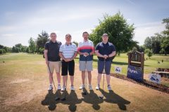 no repro fee: 2025 LIMERICK CHAMBER GOLF CLASSIC which took place on the 22nd May in Limerick Golf Club, Ballysheedy, sponsored by Flynn/ Construction Managers and Contractors. From Left to Right: Simon Gillespie, Mike Long, Jack Jones, Cathal O’Kane representing Expeditors